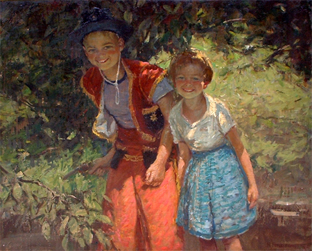 Harry Freckleton: Children Playing in a Garden
