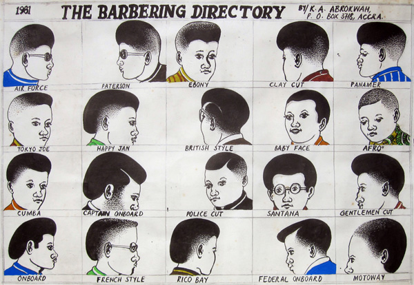 K. A. Abrokwah: The Barbering Directory (African barber shop sign).