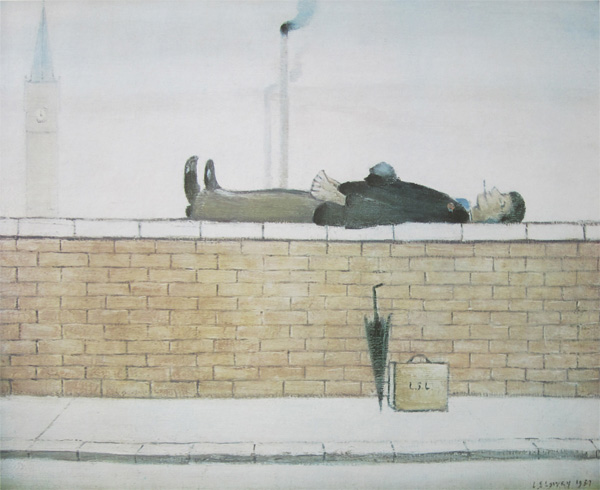 L. S. Lowry: Man Lying on a Wall