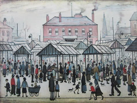 L. S. Lowry: Market Scene in a Northern Town