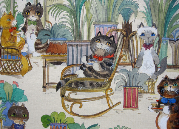 Diane Elson: Cats Taking Drinks in a Conservatory (Detail)
