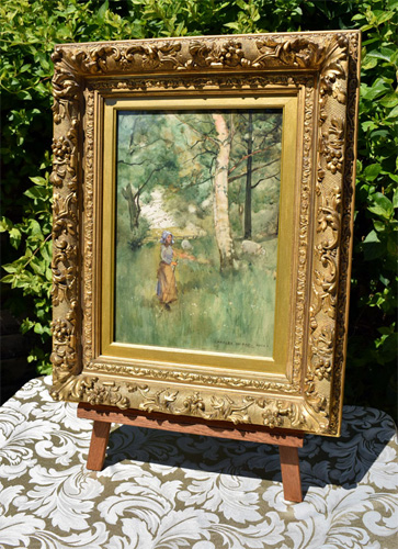 Charles McKay: A Shepherdess in a Wooded Landscape - as Framed