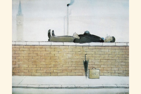 L. S. Lowry: Man Lying on a Wall
